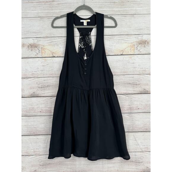 Amuse Society Racerback Mini Dress Womens Medium Black Crochet Back Strap NEW - Picture 1 of 12